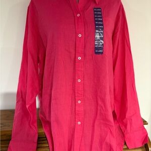 GAP women’s hot Pink long sleeve button up Blouse size XXL retail $69.95